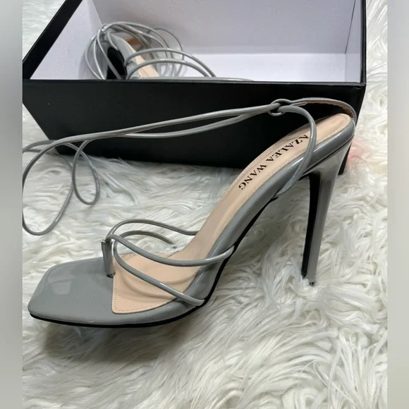 AKIRA AZALEA WANG NIGHTS IN MIAMI STILETTO SANDAL IN GREY - Picture 1 of 10